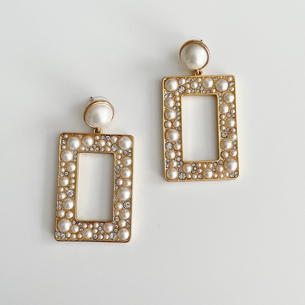 J. Crew Pearl and Crystal Statement Earrings